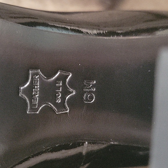 Tory Burch Colin Black Patent Leather Glitter Block Heels, Round Toe 6 M - Picture 7 of 10